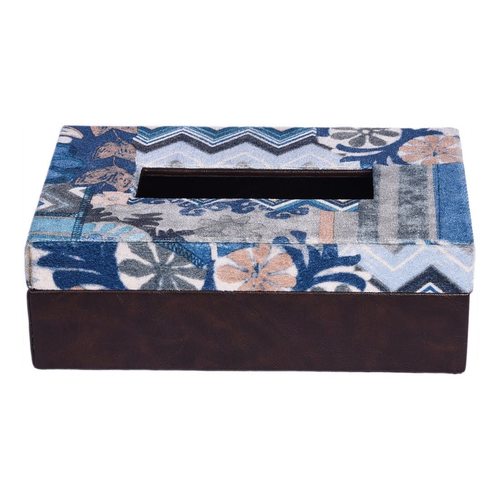 Tissue Box - 9x5.5x3 Inch | Brown and Blue Design, Stylish Tissue Holder for Home and Office Use