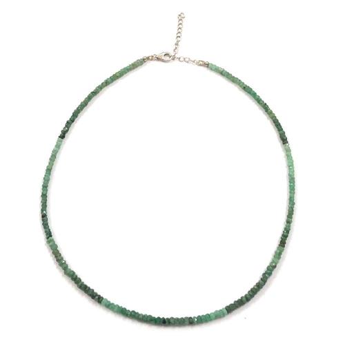 Necklace Natural Emerald Gemstone Faceted Beads Jewelry with Sterling Silver Clasp
