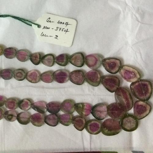 Natural Watermelon Tourmaline Smooth Slice Beads Necklace Set Slices Bead Grade: Aaa