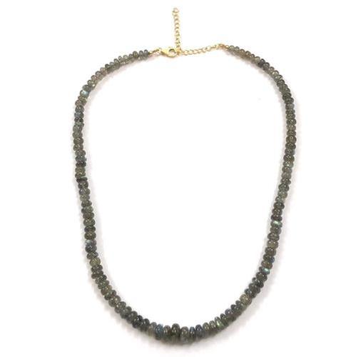 Necklace Natural Labradorite Smooth Beads Strand Necklace Set