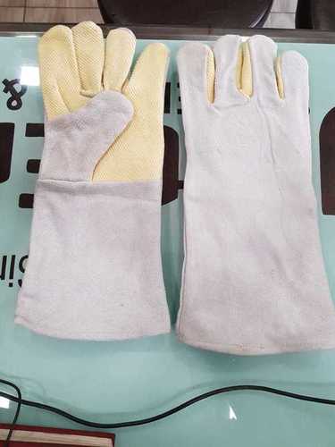 Yellow White Palm Kevlar Leather Hand Gloves