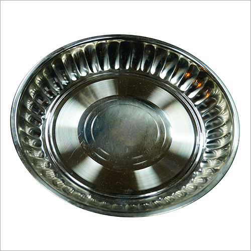 Silver Steel Dinner Plate - Stainless Steel, Custom Size, Polished Finish | Commercial Use, Elegant Silver Design