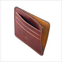 Plain Leather Card Holder - Brown Leather Design, Box Packaging, Holds 3 To 6 Cards