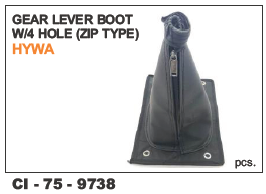 Gear Lever Boot w/4 Hole zip type Hywa Tata