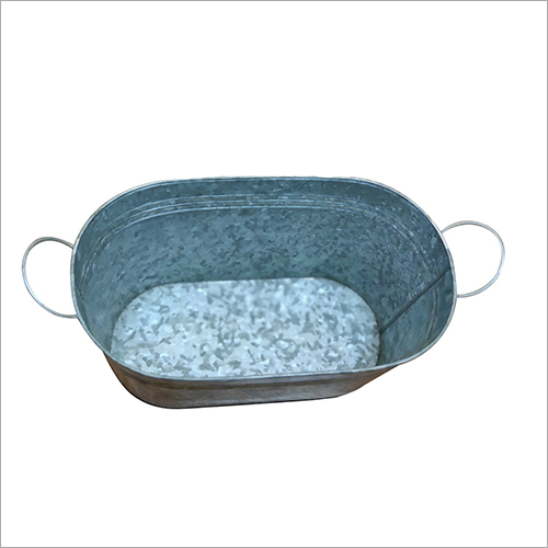 Steel Oval Flower Planter - Polished Steel, Silver Finish | Ideal for Garden Decoration, Durable Design for Outdoor Use