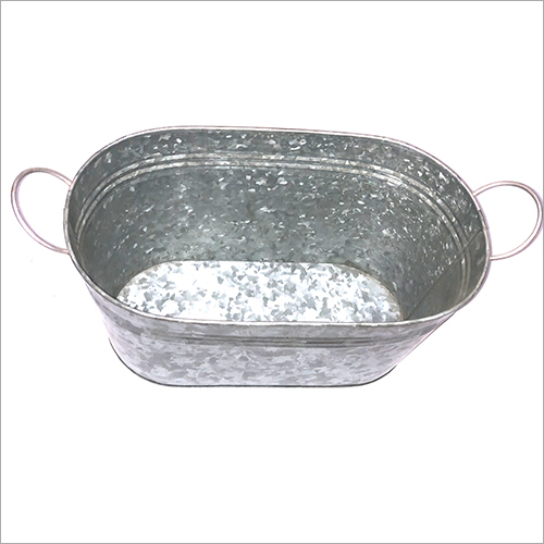 Steel Outdoor Oval Planter - Polished Silver Steel, Ideal for Garden Decoration