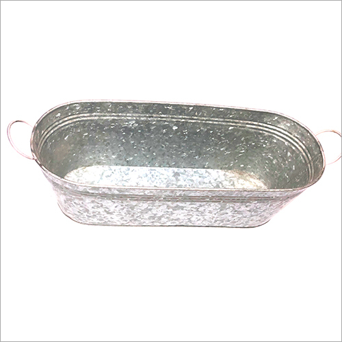Steel Outdoor Planter - Silver Polished Finish, Durable Steel Material for Garden and Decorative Use