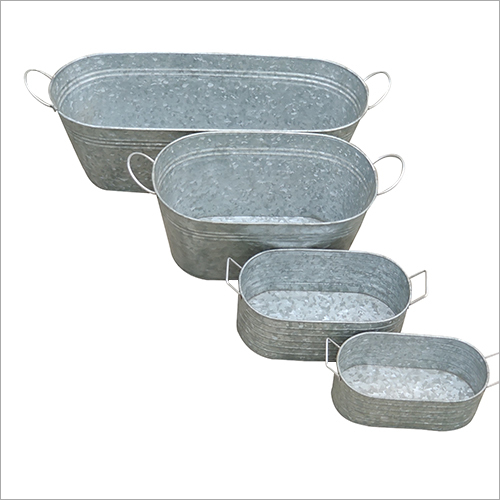 Oval Indoor Planter - Steel, Polished Finish, Silver Color | Ideal for Gardening, Decorative Use, Versatile Indoor Design