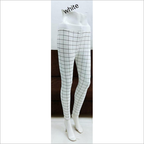 White Ladies Fancy Checked Jegging