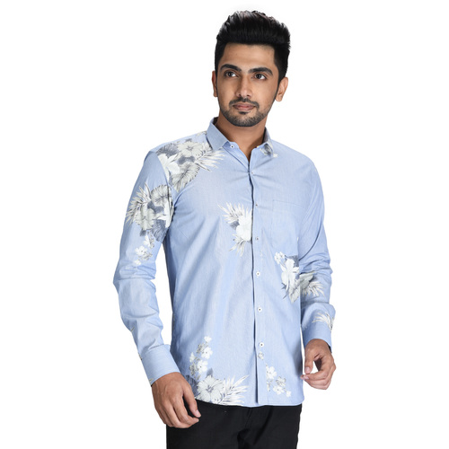 Mesn Printed Blue Designer Shirt Age Group: 50