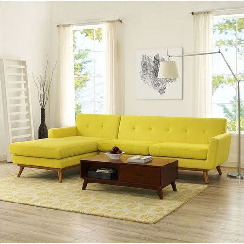 Yellow L Shape Sofa Set