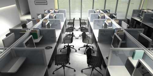 Office Interior Work - Wood Metal Modular, Grey, Variable Dimensions | Space Optimization, Ergonomic Design, Enhanced Productivity, Team Collaboration