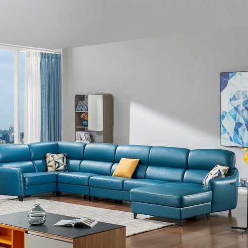 Blue Color Leather Sofa