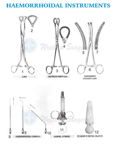 Western Surgical Stainless Steel Haemorrhoidal Instruments