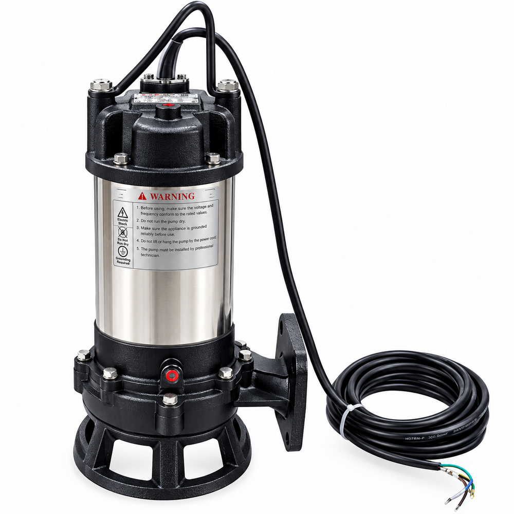 Sewage Pump - Stainless Steel, Medium Pressure, Black | Corrosion Resistant, Durable, Electric Powered, Industrial Use, 1-Year Warranty