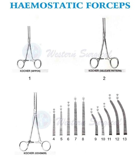 Haemostatic Forceps For Clamping Blood Vessels During Surgical Procedures - Stainless Steel Silver Color Manual Operation | Durable Corrosion Resistant Easy-to-Grip Handle Straight and Curved Shapes