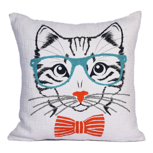 embroidery and printed cushion
