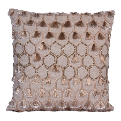 Brown cushion embroidery & Bead Work
