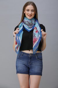 Digital Printed Scarves - Silk & Cotton Blend, 100x180 Cm, Multi-colored , Suitable For All Seasons, Perfect For Casual & Formal Occasions