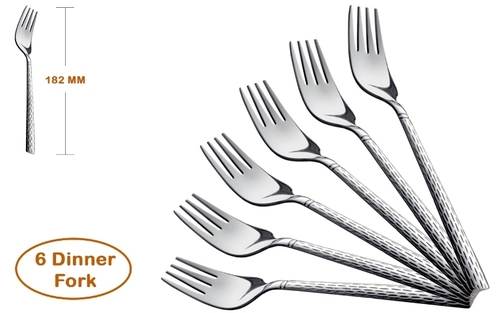 Shapes Feast Dinner Fork 6 Pcs - Stainless Steel, Elegant Silver Finish | Durable Thick Stems, Soft-Curved Edges, Timeless Design Elements