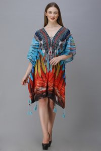 Kaftan Dresses - Silk/cotton Blend, Custom Sizes From Xxs To Xxxl , Multi-color Digital Print, Full Sleeves, Quick Dry, Anti Wrinkle, Breathable