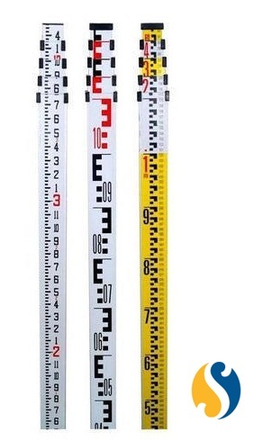 Levelling Staff - Stainless Steel, Fully Extended Length 3m/4m/5m, Section 3/4/5, Yellow-green Color, Graduation 5mm/10cm, 1.0kg/1.5kg/1.7kg | Manual Operation, Ideal For Study