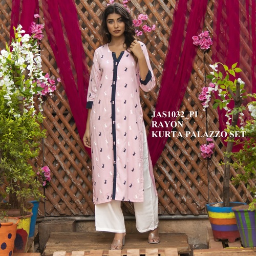 Ladies Printed Kurti With Palazzo