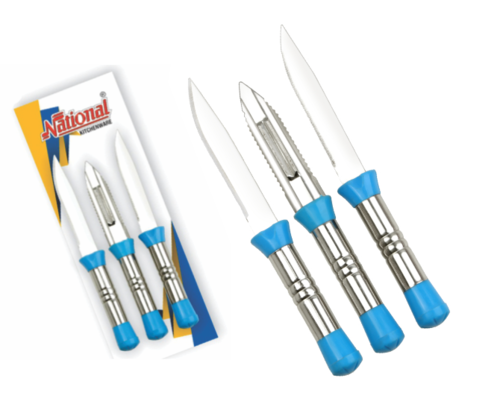 Multiple Color Deluxe 3 Pcs Knife And Peeler Set