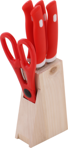 Wooden 5 Pcs Knives Set With Scissor