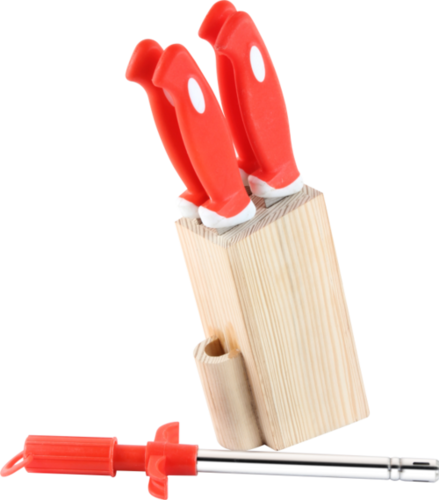 Wooden 5 Pcs Knives Set With SS Lighter