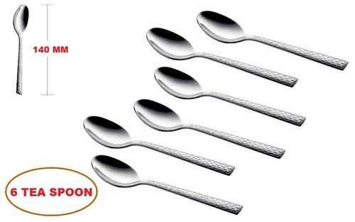 Shapes Feast Tea Spoon 6 Pcs - Stainless Steel, 6 Pcs Set, Silver Color, Mirror Finish | Thick Stems for Durability, Elegant Design Elements
