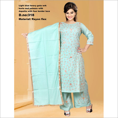 Available In Different Color Ladies Rayon Kurti With Palazzo