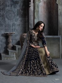 Velvet Embroidered Anarkali Suit