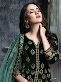 Velvet Embroidered Anarkali Suit