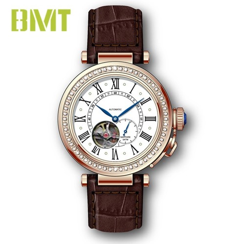 Vt-s19614m Luxury Vintage Genuine Leather Strap Steel Women Mechanical Automatic Watch