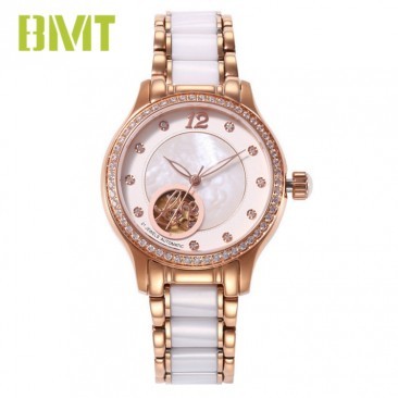 Vt-ss3693 High End Steel Ceramic Bracelet Mechanical Women Watch