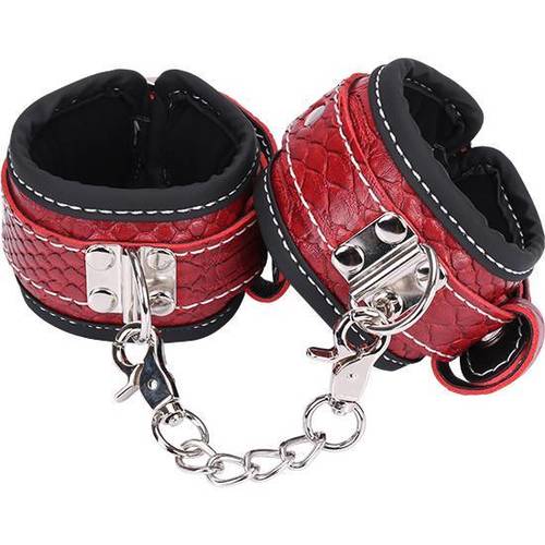 Leather snakeskin red Handcuffs