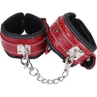 Leather snakeskin red Handcuffs