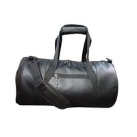 Black Leatherette Gym Bag - Adjustable Strap, Moisture Proof | Zipper Closure, Customizable Color & Size, Lightweight Design