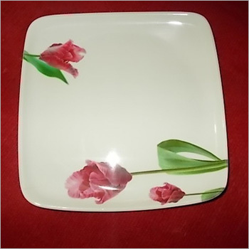 Floral Design Melamine Square Dinner Plate
