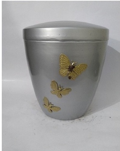 Pewter Iron Urn with Three Gold Butterfly