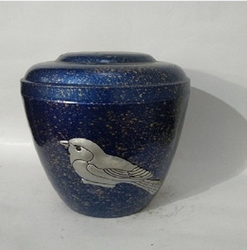 Birds Blue Metal Iron Urn