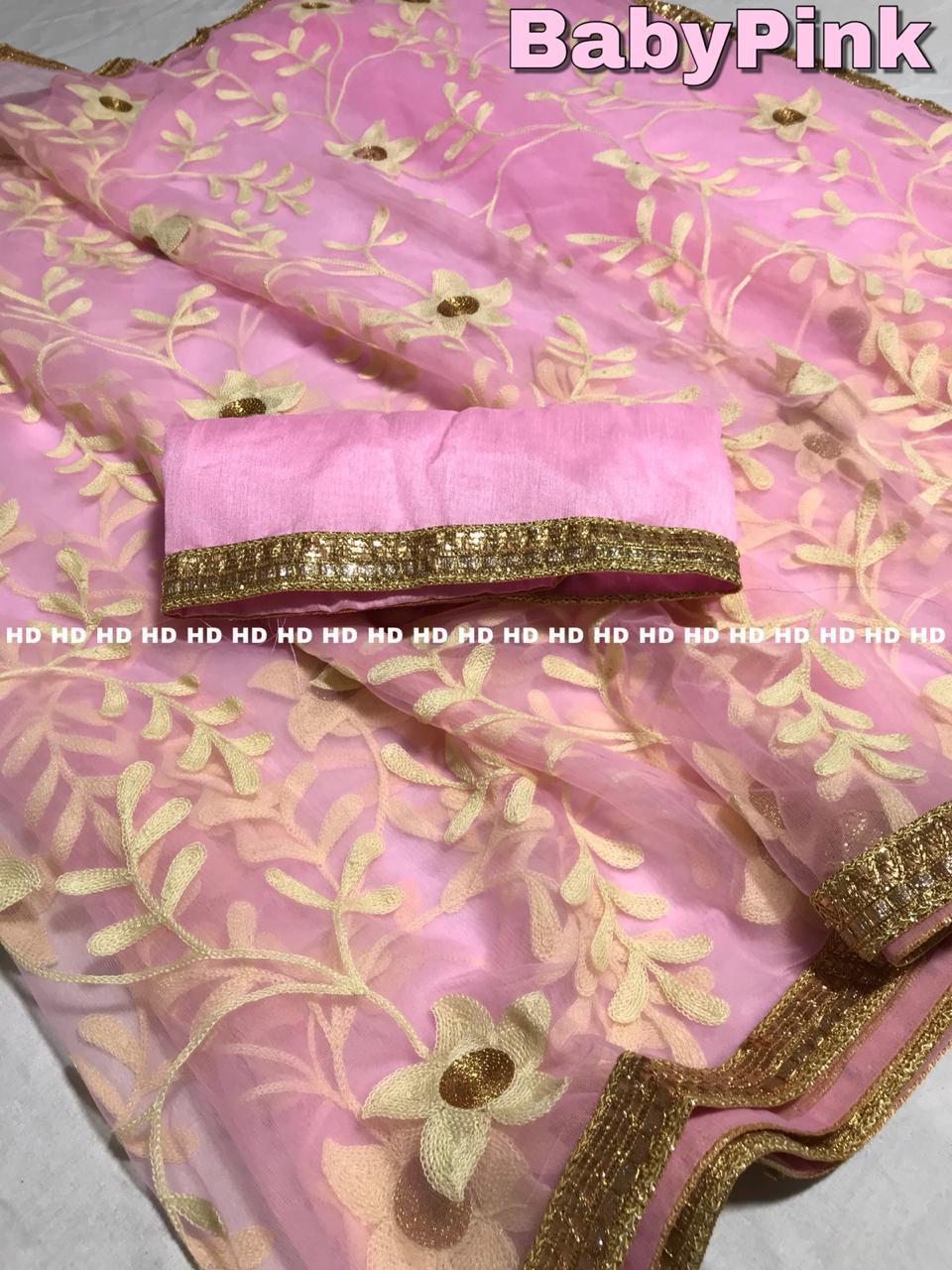 embroidery banglori silk saree