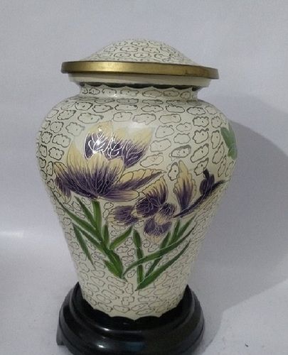 White Cloisonne Cremation Urn