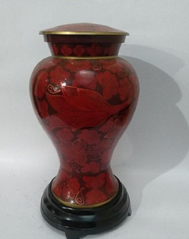 White Cloisonne Cremation Urn