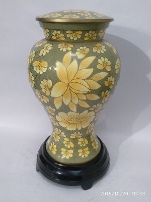 White Cloisonne Cremation Urn