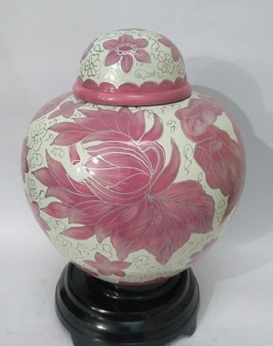 Painting New Arrival Flower Cloisonne Cremation Urn- Pink