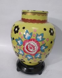 Multi-color Yellow Cloisonne Vase Cremation Urn