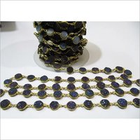Natural Druzy Round Connector Chain Titanium