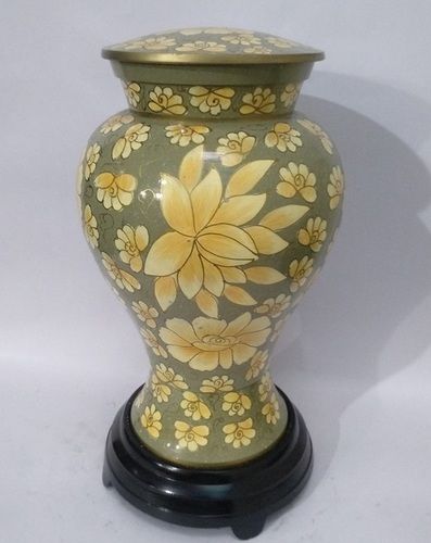 Etienne Green Flower Cloisonne Cremation Urn